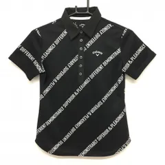 キャロウェイ 半袖ポロシャツ 黒×白 斜め英字ライン  レディース S ゴルフウェア Callaway