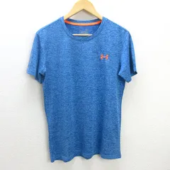 G■アンダーアーマー/UNDER ARMOUR ドライTシャツ/ロゴ刺繍【M】青/men's/103【中古】■
