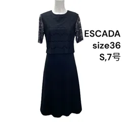 ◆美品 エスカーダ ESCADA ワンピース ロング 半袖 レース ドレス ブラック 36、S、11号 レディース S5T245のサムネイル