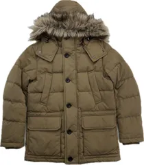 UNIQLO ☆ 防寒性◎ ファーフード◎ ダウンジャケット ダウンパーカー ベージュ ブラウン S メンズ アウトドア カジュアル ユニクロ■AM258