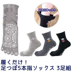 【新品正規品/3足セット】足ツボソックス 履くだけ！ 足つぼ 5本指ソックス 3足組 2007130 日本製 足裏 足つぼ フットマッサージ 健康ソックス 履くだけ ツボ刺激 口ゴムゆったり
