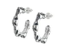 【特価セール】20G［DKD6］ 2個セット シルバー デザイン クロス フープピアス スタッド ships five