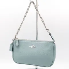 良品 コーチ ライトブルー レザー シルバー金具 ハンドバッグ NSY 2000000 NSK