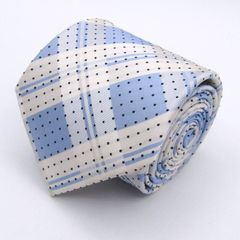 メイル&コー ブランド ネクタイ シルク チェック柄 ドット柄 PO メンズ ブルー MALE & Co 【中古】