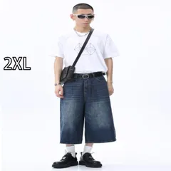[2XL]春 コーデ メンズ 用 服 シンプル ファッション オシャレ 大人 かっこいい 大きいサイズ ストリート 紳士服  ワイド レッグ 七分丈 ジーンズ 韓国スタイル スリミング ストレート ウォッシュド デニム ミディアム パンツ レディース 