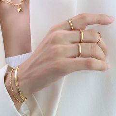 リング 指輪 ステンレスリング 11号 14号 16号 18号 シンプルリング ラインリング ステンレス 金属アレルギー対応 韓国アクセサリー ゴールド　326R　シースキー【seasukii公式ショップ】