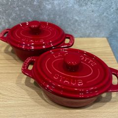STAUB ストウブ ミニココット オーバル チェリーレッド 2個セット 　MT1363