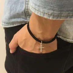 シルバー ジルコニアクロスブレスレット メンズ アクセサリー