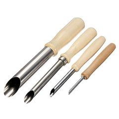 新品 4個の丸穴カッターステンレス鋼の円形の陶器粘土彫刻ツール