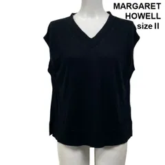 ◆ マーガレットハウエル MARGARET HOWELL ニットベスト ジレ ブラック 綿 2 M 9号 レディース S5V377