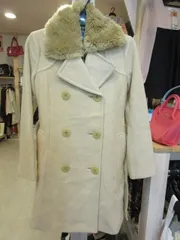 ◆バーバリーブルーレーベル サイズ36 アイボリー コート トレンチコート ピーコート レディース アンゴラ Burberry Blue Label 中古◆0036