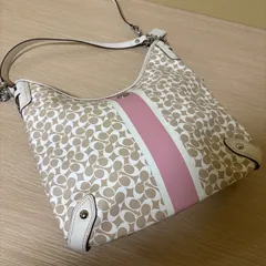 ★ 【保管品】COACH コーチ 2wayバック ショルダーバック ハンドバック シグネイチャー ピンク ベージュ レザー F15136