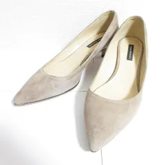 美品 FABIO RUSCONI ファビオルスコーニ スエード ポインテッドトゥ ローヒール パンプス 38 24.5～25cm相当 ブラウンベージュ レディース 古着 中古 USED