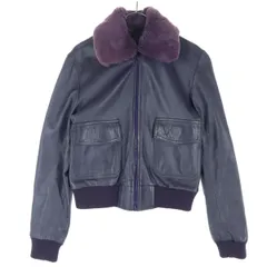 CH.IND. 長袖 レザージャケット 36 パープル ファー取り外し可能 レディース 古着