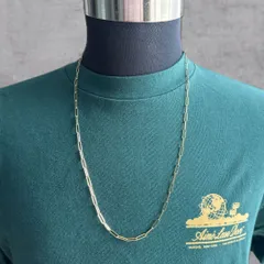 70cm ゴールド ペーパークリップチェーン ロングネックレス メンズ レディース 金 デザインチェーンネックレス 長め ロング