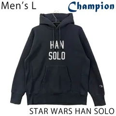 【USED／メンズL】CHAMPION x STAR WARS HAN SOLO リバースウィーブ フーディ ネイビー