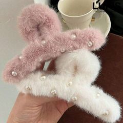 ヘアアクセサリー ヘアクリップ バンスクリップ パール フェイク ファー ふわふわ 秋冬 ドット ガーリー 上品 かわいい まとめ髪 韓国 lupis ルピス激安 v2671