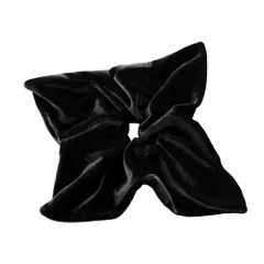 【ブラック×ワンサイズ】[Cream dot. クリームドット公式] ヘアアクセサリー レディース シュシュ スクエアシュシュ ベロア ベルベット 光沢感 フリル 大きめ ボリューム ヘアゴム ヘアアクセ ヘアアレンジ 簡単 まとめ髪 髪留め 大人