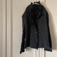 イッセイミヤケ カーディガン ジャケット シャツ しわ加工 イッセイミヤケISSEYMIYAKE me カーディガン 縮絨 グレー 刺繍