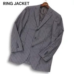 RING JACKET リングヂャケット 春夏 背抜き★ ストライプ テーラード ジャケット Sz.44　メンズ グレー 日本製