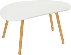 L THOOH ローテーブル センターテーブル 机 低い 一人暮らし 5色 組立簡単 座卓 table 木製 北欧風 おしゃれ 角が丸い(水滴の形，ホワイト,  長80x幅40cmx高さ41cm)