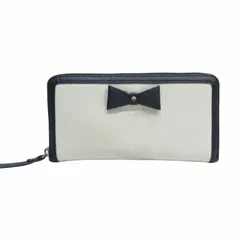 ケイトスペード KATE SPADE 長財布 ウォレット レザー ラウンドファスナー リボン ベージュ 黒 ブラック