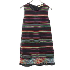 シーバイクロエ シルク100％ ボーダー柄 ノースリーブ ミニワンピース 4 黒系 SEE BY CHLOE レディース 古着 【240410】