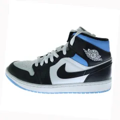 NIKE (ナイキ) WMNS AIR JORDAN 1 MID University Blue ウィメンズ エアジョーダン1 ユニバーシティ ミッドカットスニーカー ブラック/ブルー US11/28.0cm BQ6472-102