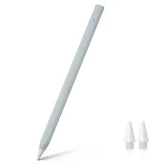 ブルーグレー タッチペン RICQD スタイラスペン iPad/iPad Air/iPad mini/iPad Pro対応 ペンシル 急速充電 極細 高感度 iPad pencil傾き感知 磁気吸着 パームリジェクション付き 軽量 USB-C充電式 2018年