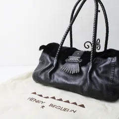 HENRY BEGUELIN エンリーベグリン オミノ刺繍 ハラコ×レザー トートバッグ/ブラック ボストンバッグ【2400012557055】のサムネイル