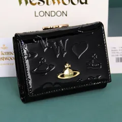 【美品】　ヴィヴィアンウエストウッド　折財布　ブラック　がま口　三つ折り財布 ヴィヴィアンウエストウッド がま口 三つ折り財布 金オーブ 黒