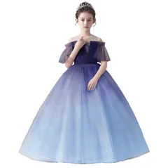 160_ネイビー [VIISEN] 子供ドレス ジュニア ロングドレス 女の子 ピアノ発表会 キッズ お姫様ドレス 結婚式 演奏会 誕生日 パーティー プリンセスドレス フォーマル ワンピース 110/120/130/140/150/160 (ネイビー, 16