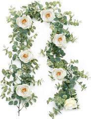 1.85m 造花 ガーランド フェイクグリーン バラ 薔薇 ローズ 人工観葉植物