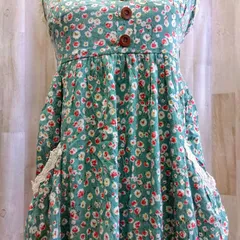 INGNI イング 小花柄 レース キャミソールワンピース S / M 涼しげグリーン レトロ