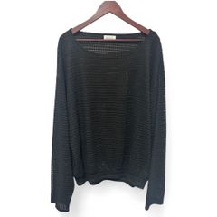 Nora Lily ノラリリー メッシュ カットソー ブラック シンプル トップス 透かし編み レディース ワンサイズ USED 古着 美品