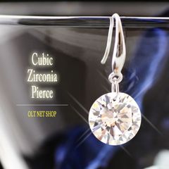 ピアス レディース フック 一粒 CZ ダイヤ 大粒 シルバー 銀 SV925