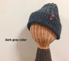 ぬくぬく🍀切り替えツィードニット帽〈ダークグレー〉