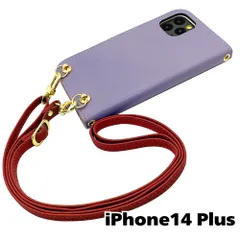 【新品未使用】iPhone14 Plus ストラップ付 手帳型スマホ ケース ショルダー (カバー色アッシュラベンダー、ストラップ色ボルドー) カード収納 くすみカラー zflip51-strap24-ip14plus-asla-bord
