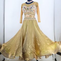 イタリア製 社交ダンス衣装】ゴールド sapiel サピエル