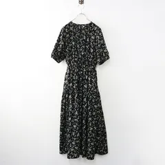 美品 2025SS エヌ ナチュラルビューティーベーシック N. 小花柄ワンピース S∥ブラック ドレス ロング フレア マキシ丈【2400014585438】