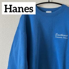 Hanes ヘインズ ワンポイント ヘビーウェイト スウェット BLUE M