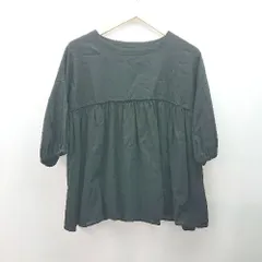 ◇ emi+ エミプラス ラウンドネック 切替 カジュアル 七分丈 カットソー 表記なし ブラック レディース E  【1308290036594】