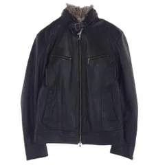 BURBERRY BLACK LABEL バーバリーブラックレーベル レザージャケット BMP50-723-09 襟着脱式ラビットファー 羊革 裏地チェック 中綿 レザージャケット ブラック系 M【中古】のサムネイル