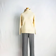 レディース コーデ売り ハイネックネック ニット ホワイト VIANTE フリーサイズ ズボン ボトム グレー 千鳥柄 秋服 まとめ売り 婦人服 セット売り