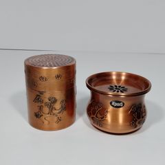 島本製作所　EPOCH　エポック　茶筒・茶こぼし　2点セット　SS　純銅製　茶器