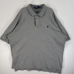 古着 ポロバイラルフローレン Polo by Ralph Lauren 半袖 ポロシャツ ロゴ 刺繍 大きいサイズ 2ボタン XL  グレー 無地 メンズ