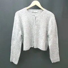 ◇ ZARA ザラ シンプル 無地 短め丈 ラウンドネック 長袖 カーディガン サイズ表記なしM相当 グレー レディース E  【1305150000283】