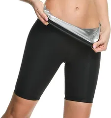 BlueBOA 着るサウナ スーツ ヒートラップ 大きいサイズ 家庭用サウナスーツ レギンス短パン ハイウエスト サーマルタイツ スポーツウェア フィットネス ヨガ トレーニング 運動用 洗濯可能 引き締め ガードル 5分丈(ブラック, L)