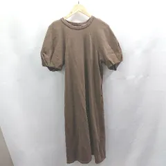 ◇ ⊇ ZARA ザラ 裏起毛 半袖 ロング ワンピース サイズS ブラウン レディース E  【1503310007954】
