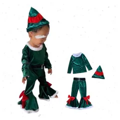 子ども クリスマスフレア セットアップ エルフ 衣装 コスプレ キッズ サンタ